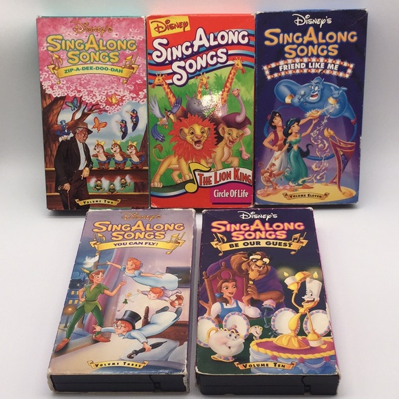 5 Walt Disney Sing Along Songs VHS Lot Animated Musical Children's Cartoons - Picture 1 of 13